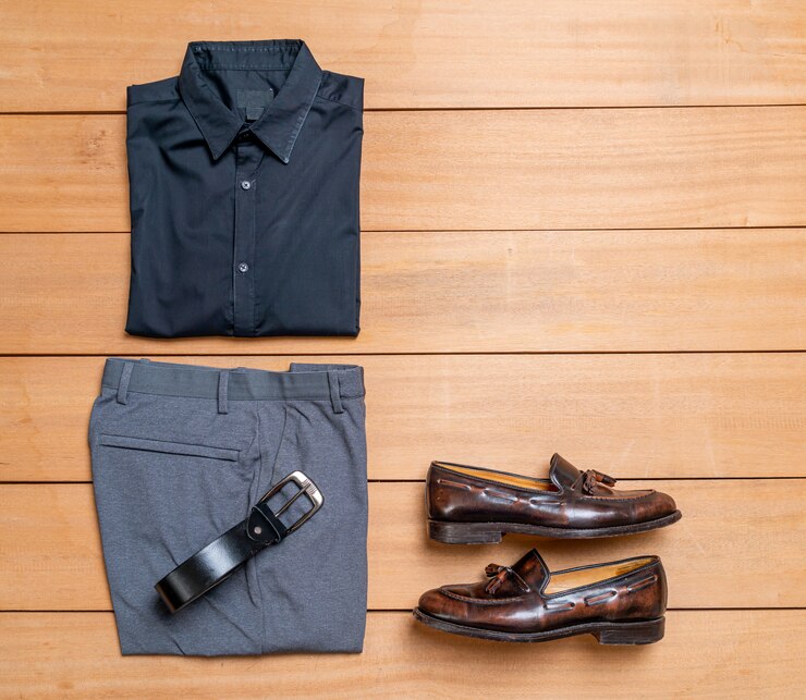 Foto conjunto de moda e roupas de homens casuais bonitos