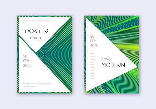 Conjunto de modelo de design de capa elegante abstrato verde