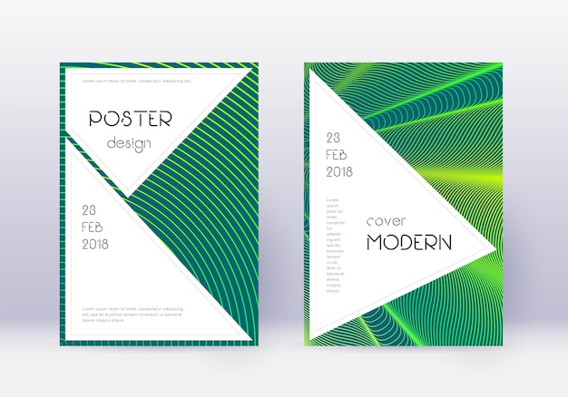 Conjunto de modelo de design de capa elegante abstrato verde