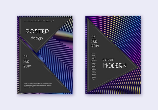 Conjunto de modelo de design de capa preta Resumo de arco-íris