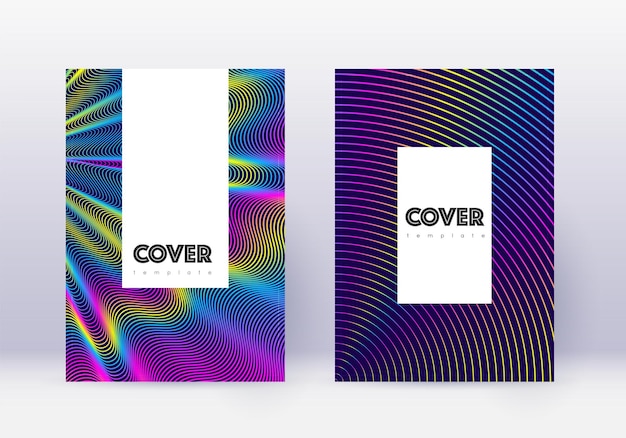 Conjunto de modelos de design de capa hipster Resumo de arco-íris