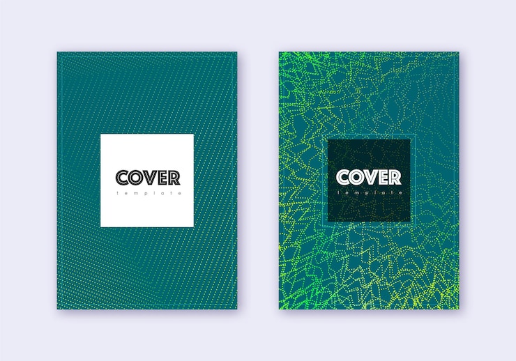 Foto conjunto de modelos de design de capas hipster resumo verde