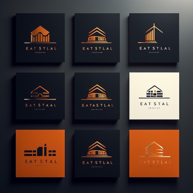 Conjunto de modelos de design de logotipo imobiliário criativo de coleção