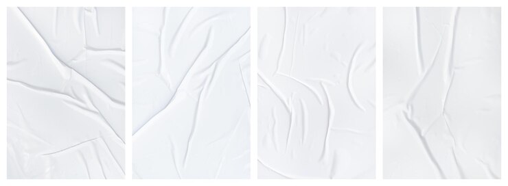 Conjunto de modelos de papel enrugado, papel em branco molhado para pôster e texto