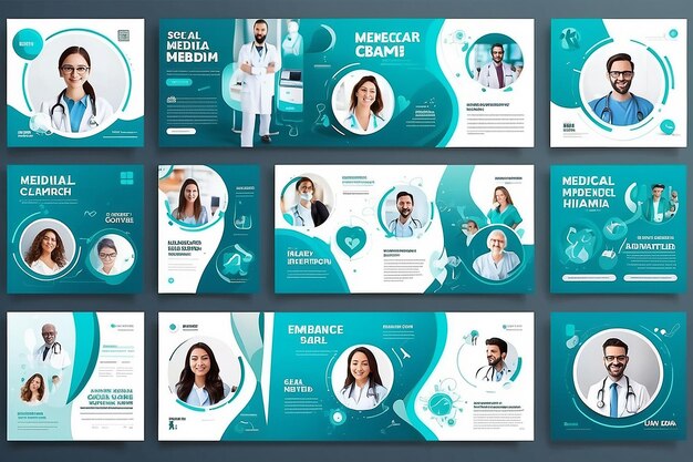 Foto conjunto de modelos de postagens de mídia social de cuidados médicos e de saúde usáveis para banners de postagem de mídia social e anúncios na web