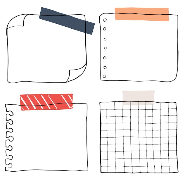 Conjunto de notas de papel em branco png transparente