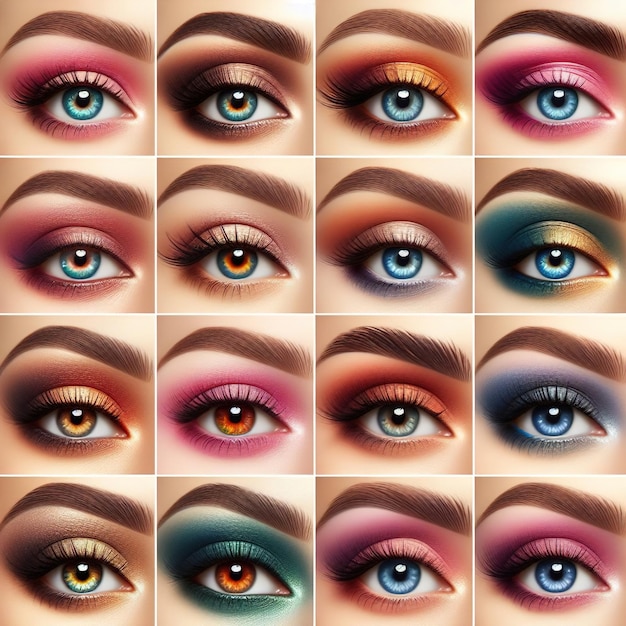 conjunto de olhos bonitos fazer chateado de olhos bonito fazer chateada de olhos de mulher com cores diferentes