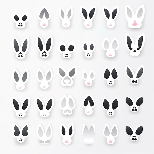 Foto conjunto de orelhas brancas de coelho
