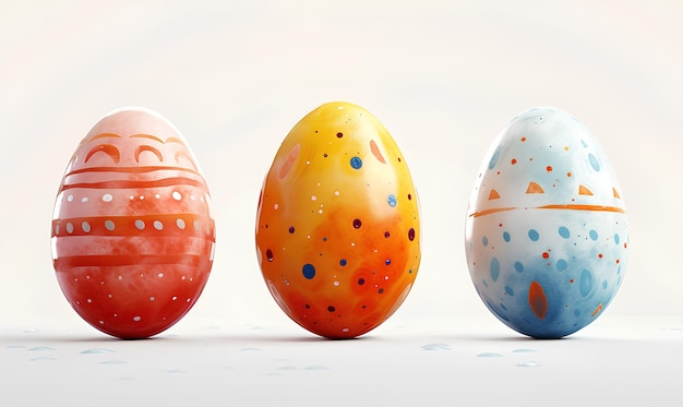 Conjunto de ovos de Páscoa em fundo branco Ilustração de Páscua