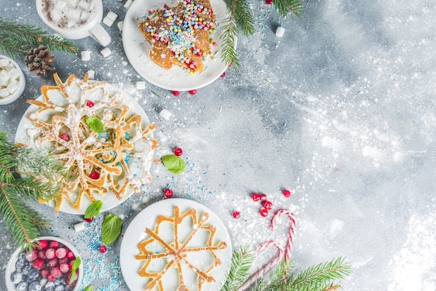 Conjunto de panquecas de café da manhã de natal