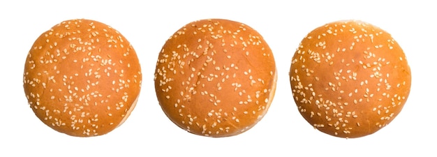 Conjunto de pão de hambúrguer isolado no fundo branco Vista de cima
