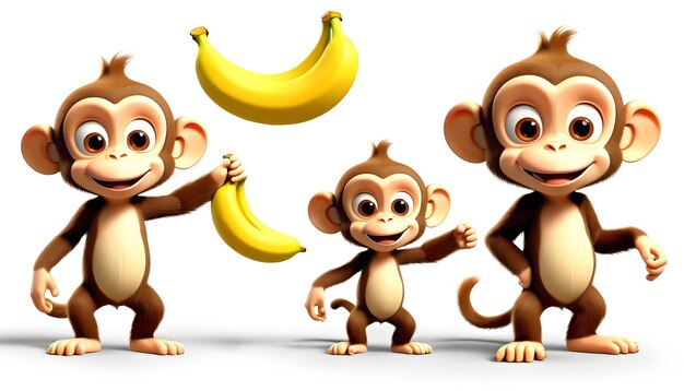 Conjunto de personagens de macaco 3D