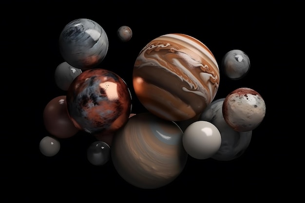 Conjunto de planetas no sistema solar Rede neural AI gerada