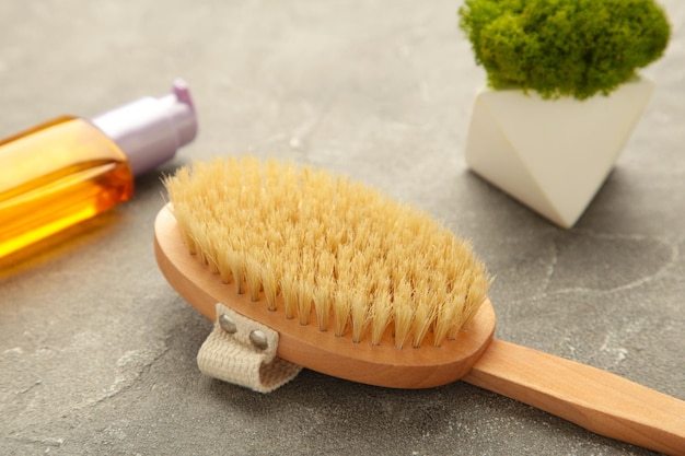 Conjunto de produtos cosméticos para casa spa dry brush e organic oil anticellulite brush para massagem corporal seca