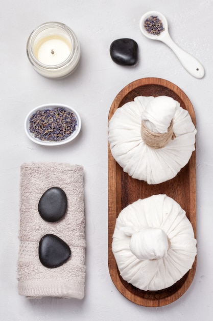 Foto conjunto de produtos tradicionais de spa