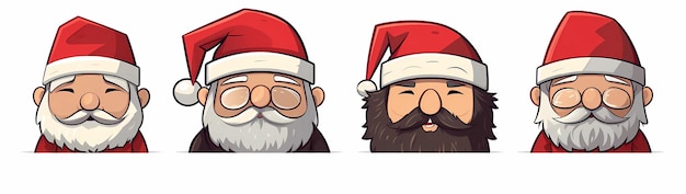 conjunto de rostos de desenhos animados do Papai Noel gerados por IA