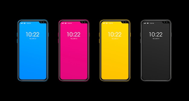 Conjunto de smartphone cmyk isolado