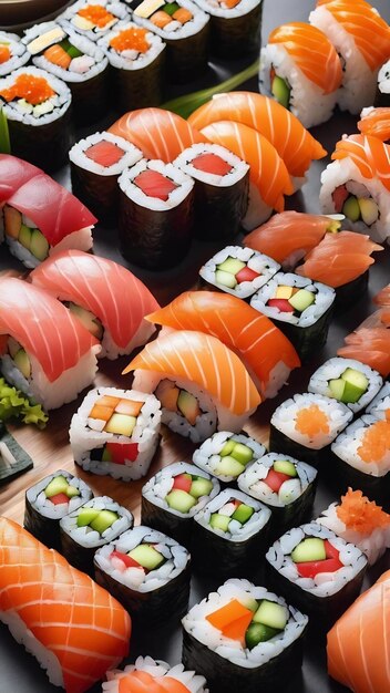 Conjunto de sushi e rolo de maki