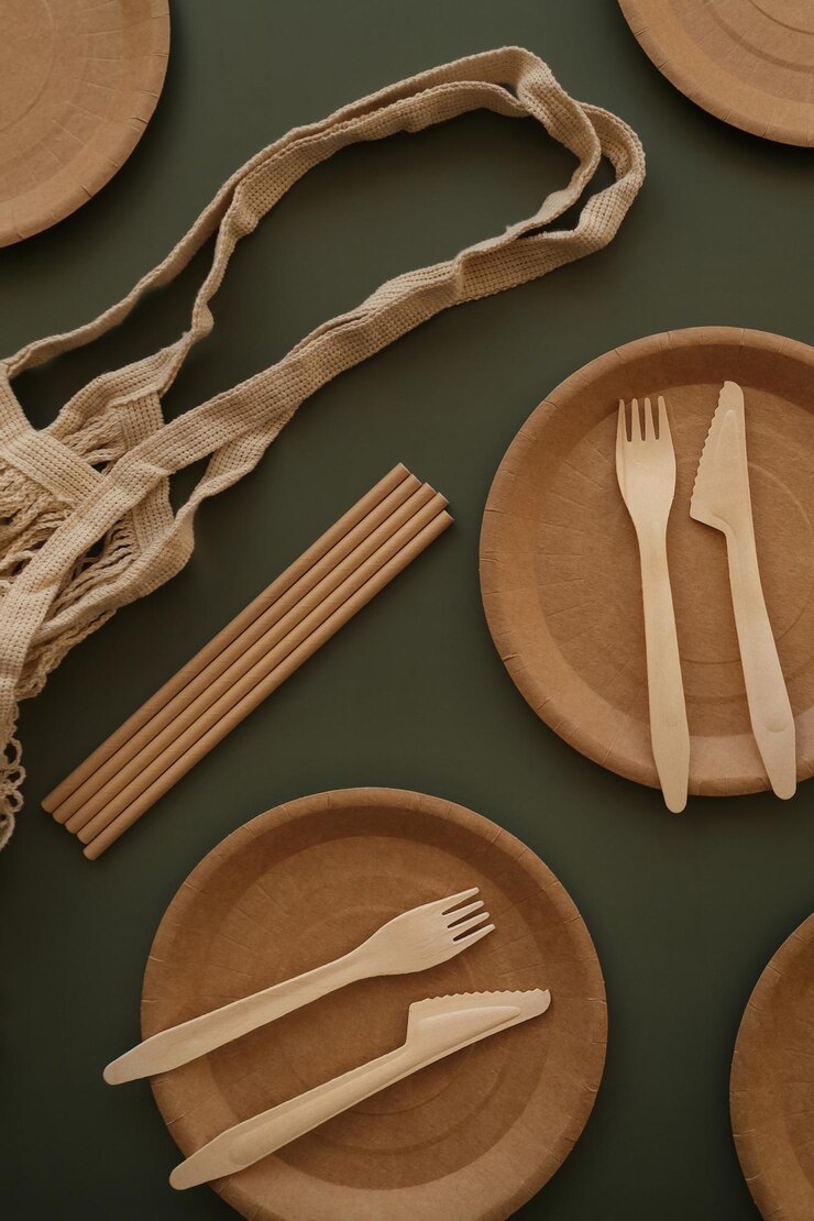 Conjunto de talheres de viagem biodegradável ecológico