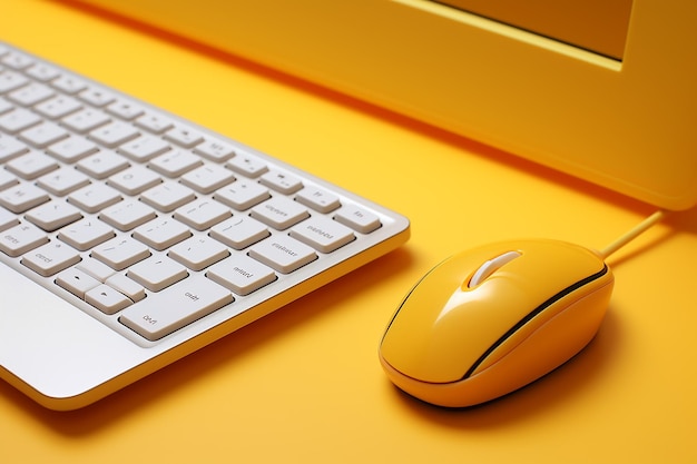 Conjunto de teclado e mouse sem fio amarelo