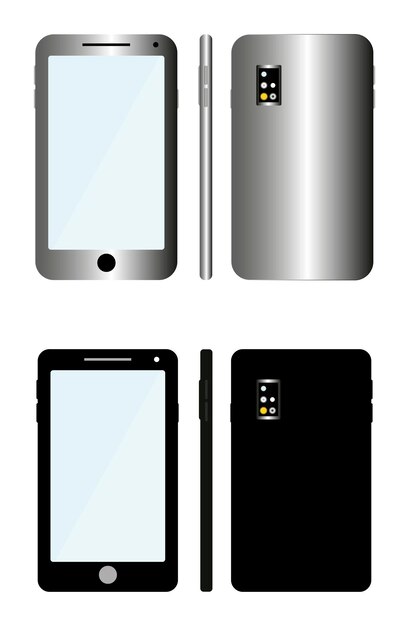 Conjunto de telefones celulares de diferentes ângulos