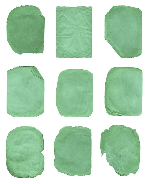 Conjunto de textura de papel turquesa isolado em branco