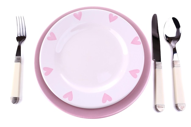 Conjunto de utensílio para jantar, isolado no branco