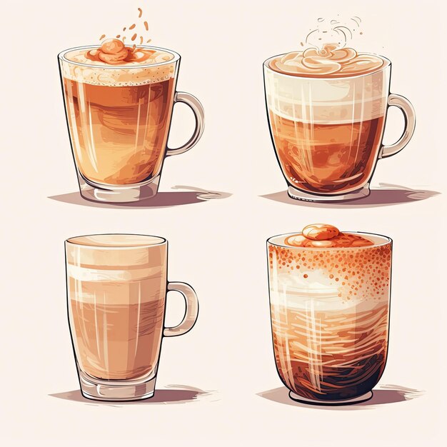 Foto conjunto de vetores de ilustração de café