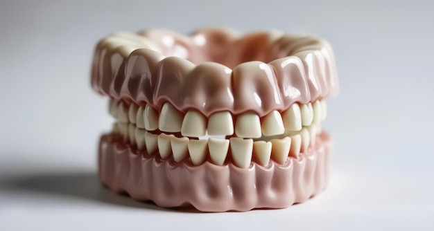 Un conjunto de dentaduras realistas perfectas para una exhibición dental realista