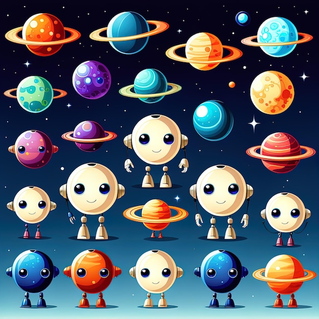 conjunto de dibujos animados extraterrestre y astronauta personajes de dibujos animados lindos ilustración vectorialconjunto de dibujos animados alie