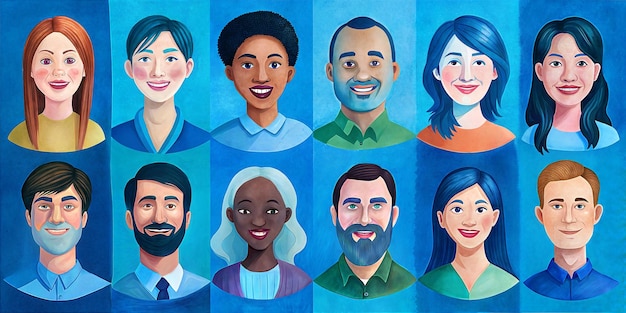 conjunto de diferentes personas en diferentes poses