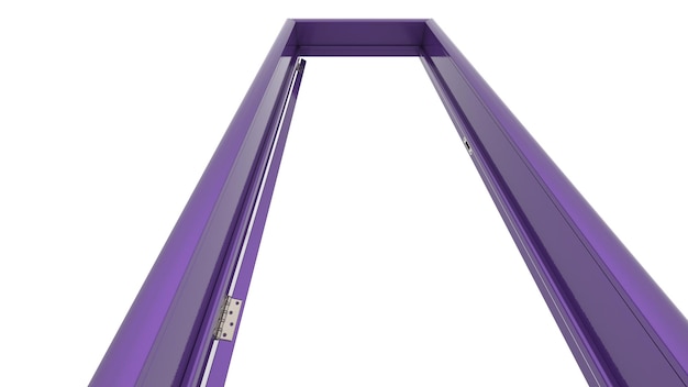Conjunto de diferentes puerta púrpura aislado render 3d ilustración sobre fondo blanco.
