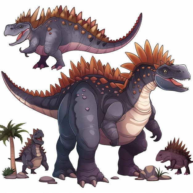 Un conjunto de diferentes tipos de dinosaurios.