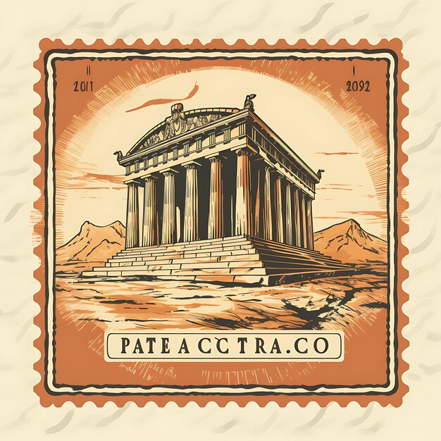 Un Conjunto De Diseño 2D De Sello Postal Con Marco De Estilo Vintage, Vector, Embalaje De Etiqueta De Color Plano Creativo