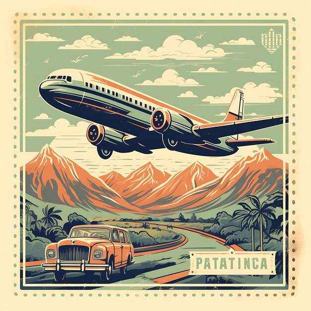 Un Conjunto De Diseño 2D De Sello Postal Con Marco De Estilo Vintage, Vector, Embalaje De Etiqueta De Color Plano Creativo