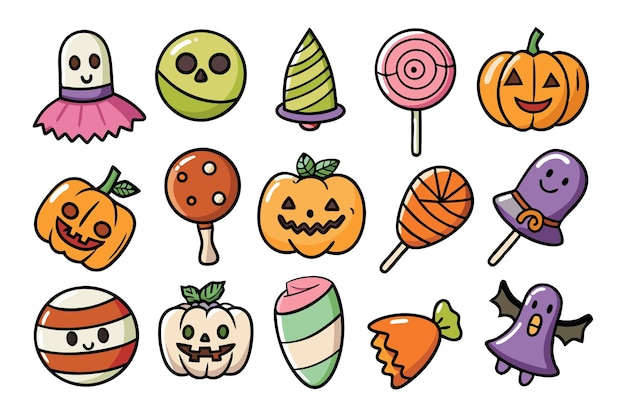 Conjunto de diseño de elementos de dibujos animados de Halloween