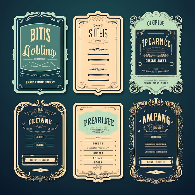 Un Conjunto De Diseño De Menú Diseño 2D Con Marco De Estilo Vintage Vector Embalaje De Etiqueta De Color Plano Creativo