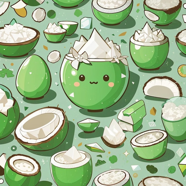 un conjunto de diseños de hielo de coco verde generados por la IA