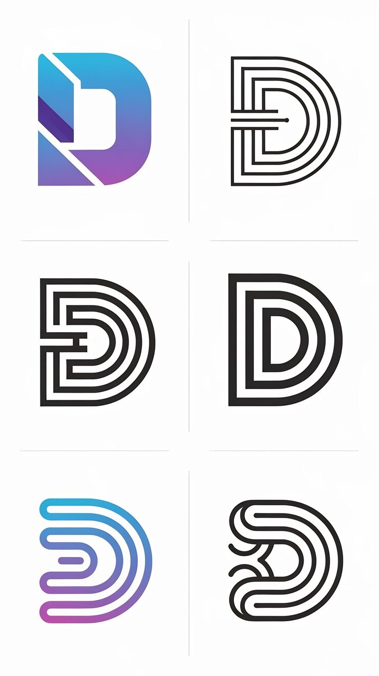 Foto conjunto de diseños de la letra d del logotipo de la empresa