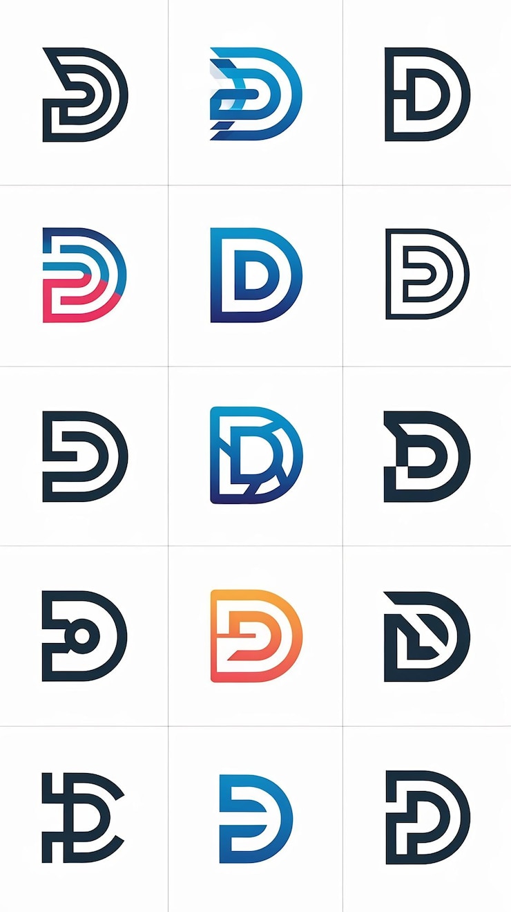 Foto conjunto de diseños de la letra d del logotipo de la empresa
