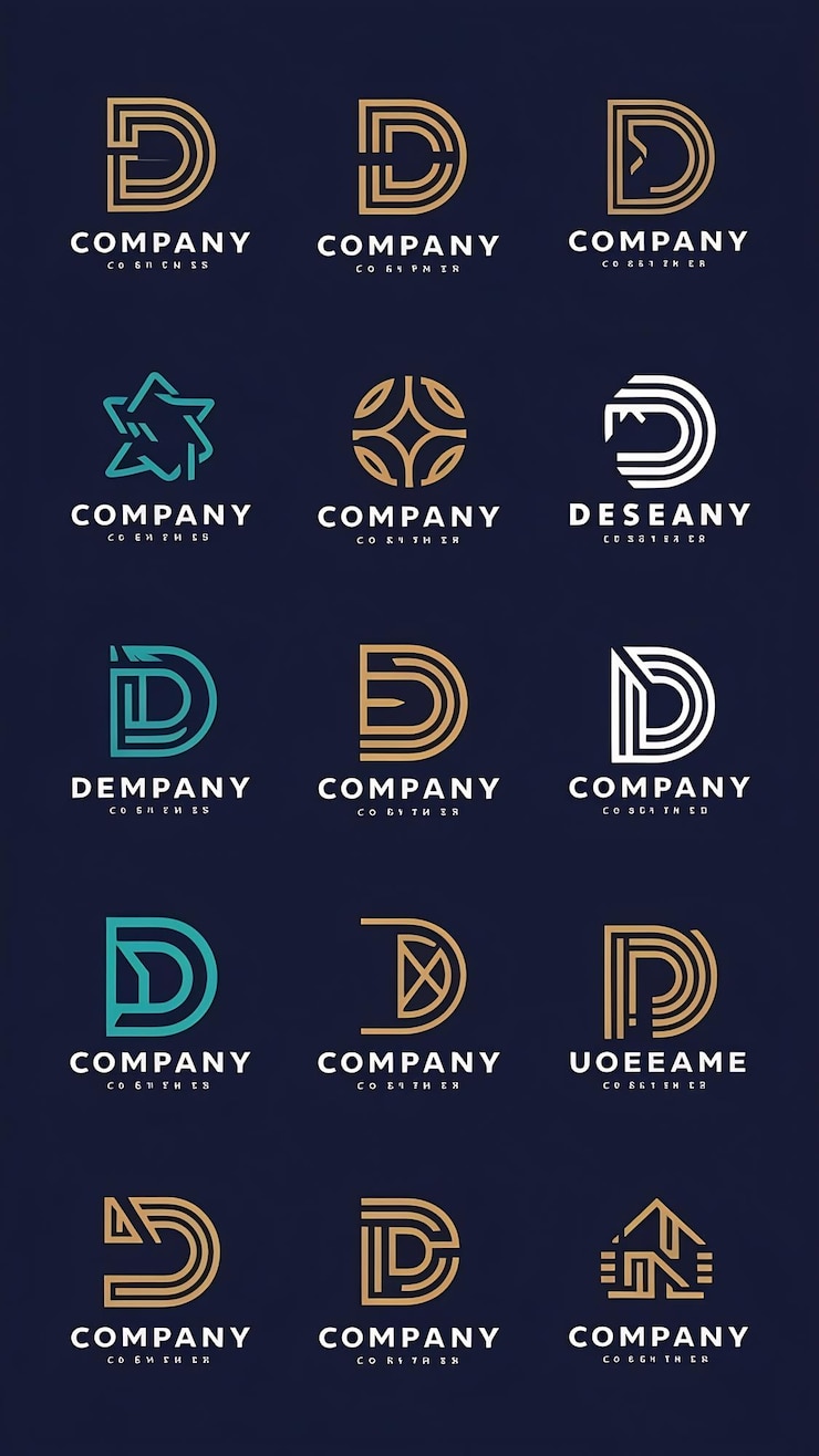 Foto conjunto de diseños de la letra d del logotipo de la empresa
