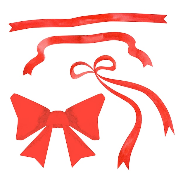 Conjunto de dos cintas curvas y dos arcos Ilustración de acuarela aislada para una invitación de diploma de certificado de tarjeta postal Clipart