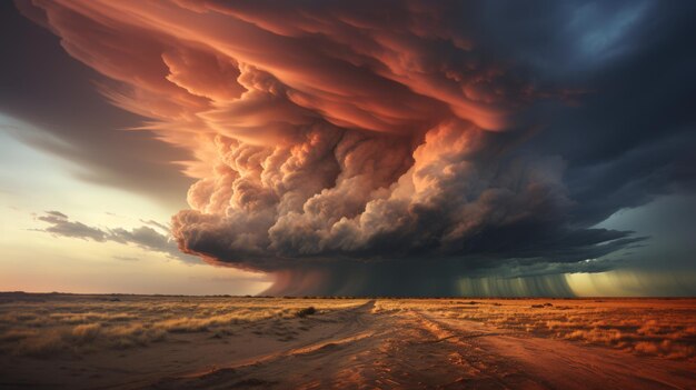 Foto conjunto de dramáticas nubes de tormenta sobre los paisajes