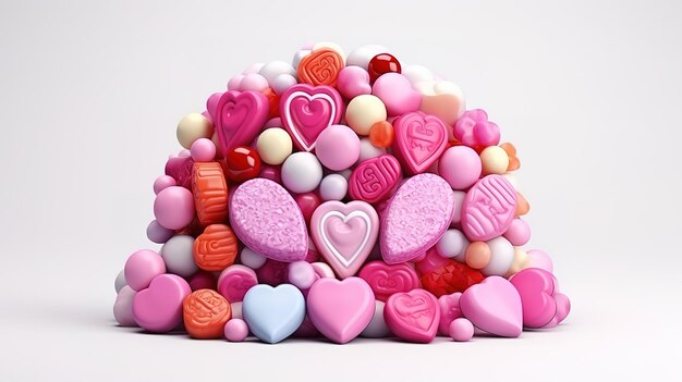 Conjunto de dulces para el día de San Valentín Caramelos variados Generativo Ai