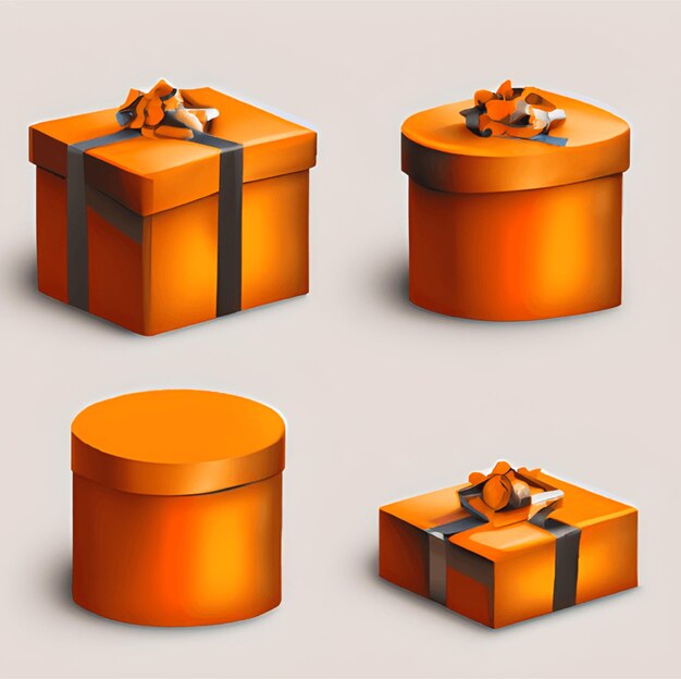 Conjunto de elementos de caja de regalo 3D IA generativa