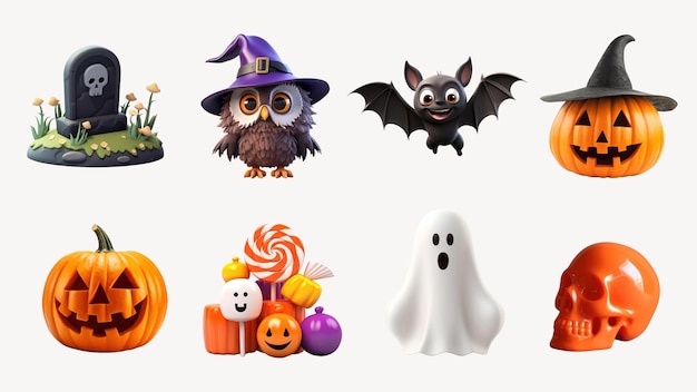 Conjunto de elementos de decoración 3D de Halloween