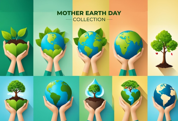 Conjunto de elementos del Día de la Madre Tierra