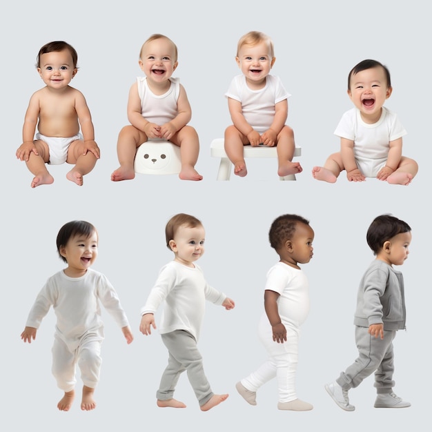 Conjunto de elementos de diseño para bebés felices