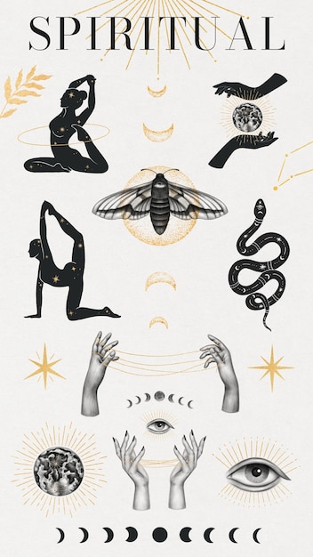 Conjunto de elementos de diseño espiritual estético