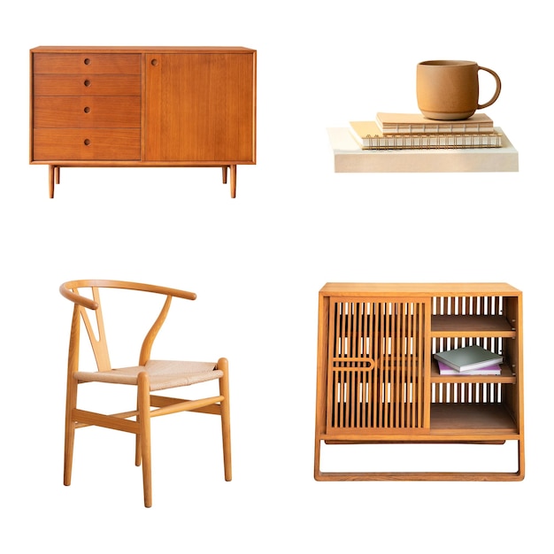 Conjunto de elementos de diseño interior de estilo escandinavo